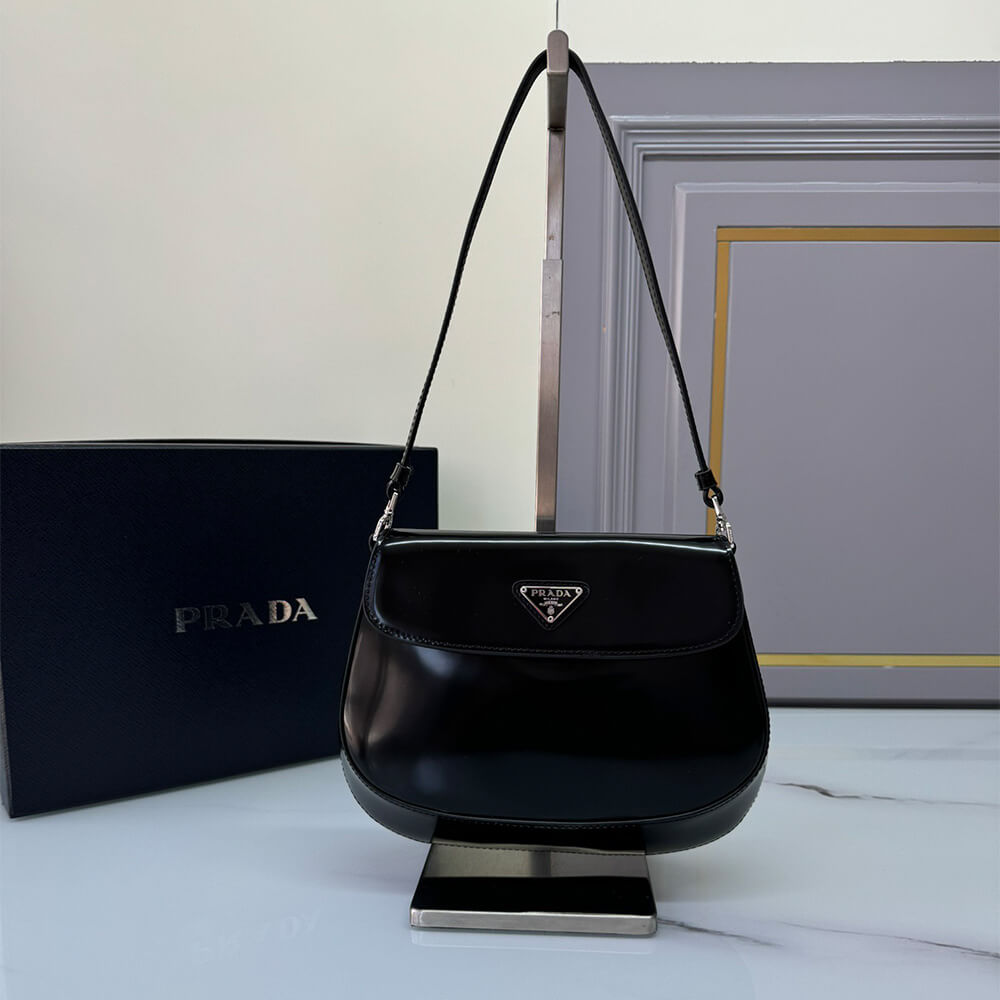 Small Cleo Brushed Leather Shoulder Bag with Flap