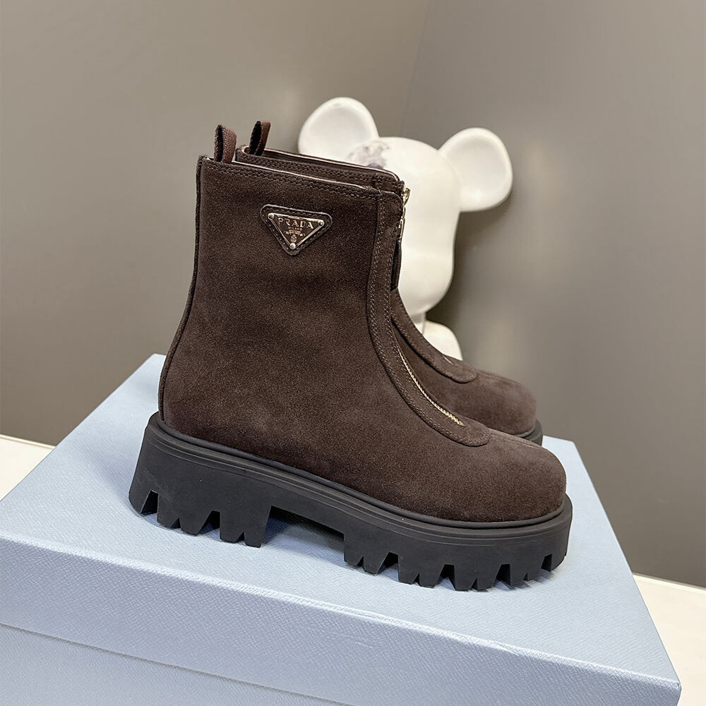 Suede Booties with Zip