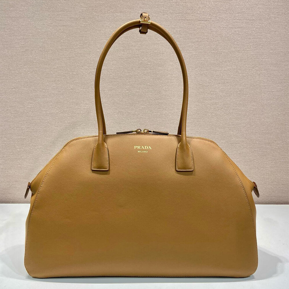 Large Leather Tote Bag with Zipper Closure