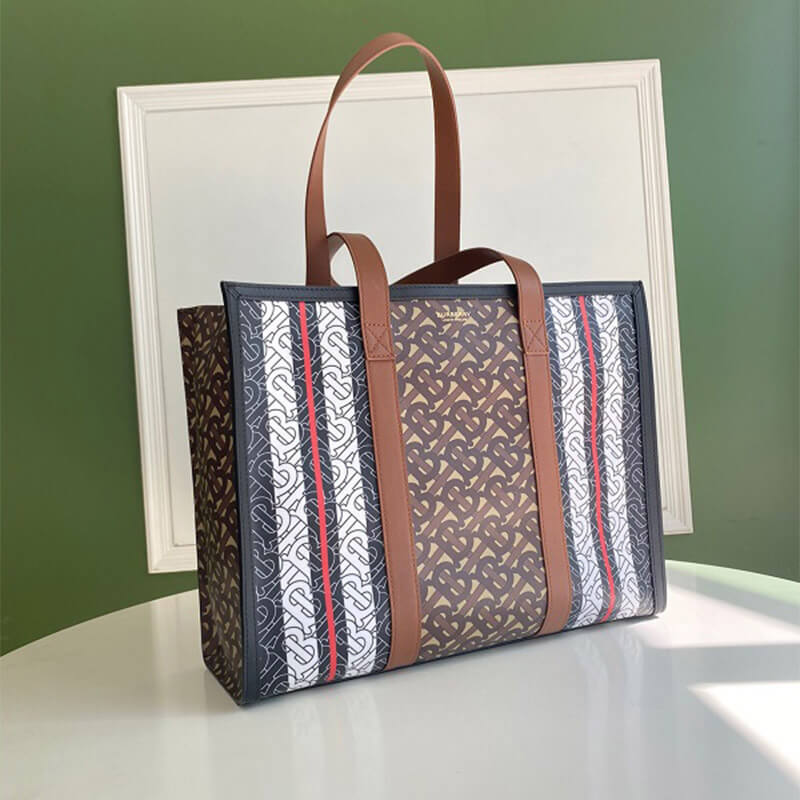 Monogram Stripe E-Canvas Tote