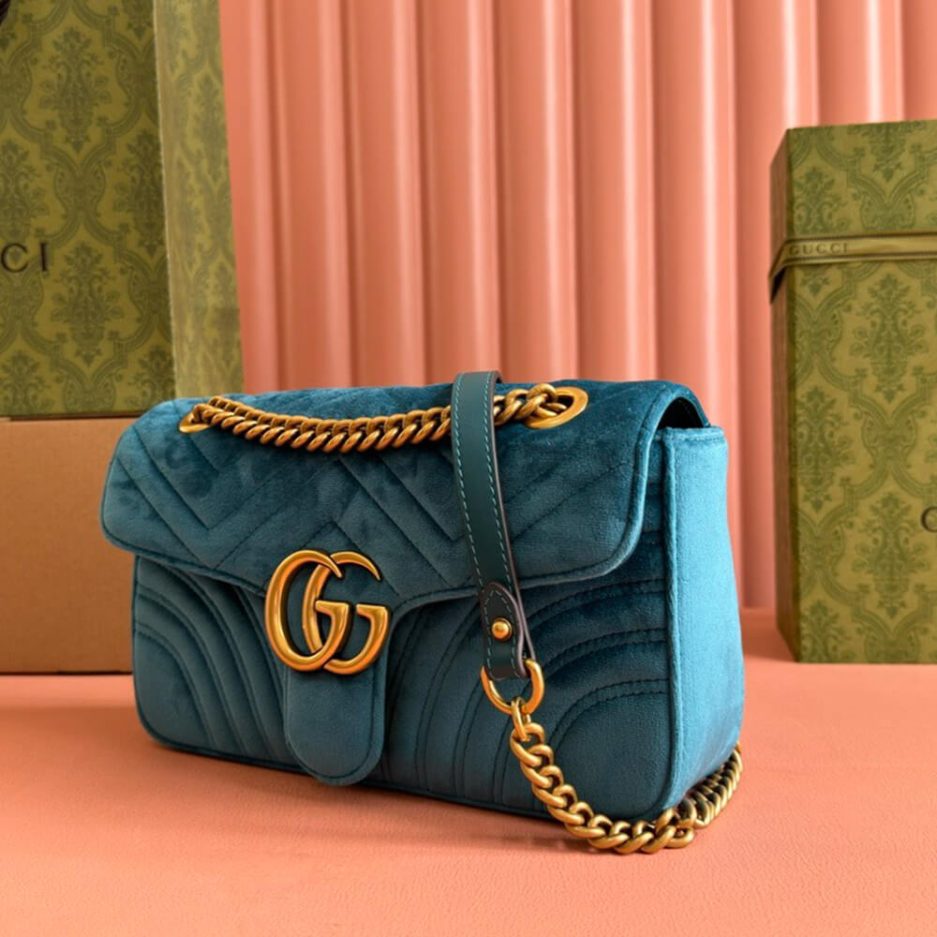 GG Velvet Small Marmont shoulder bag