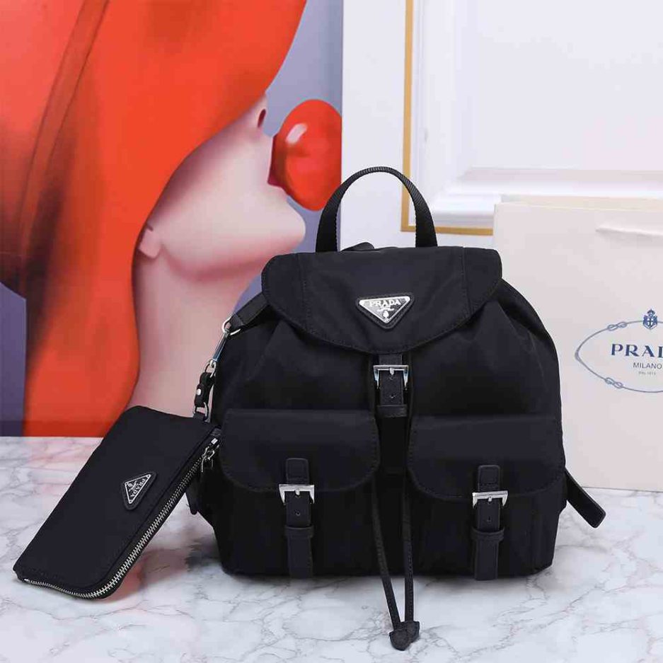 Re-Nylon Medium Backpack with Pouch