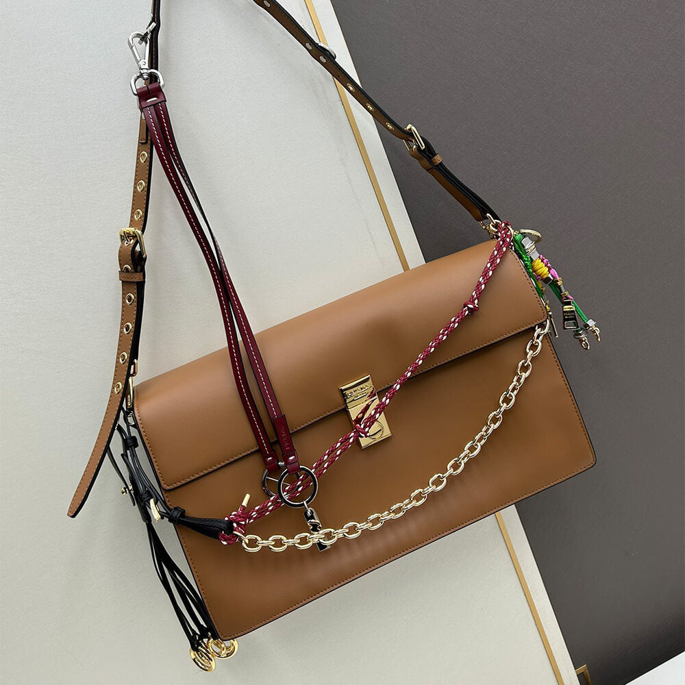 Soft Sound Large Leather Shoulder Bag with Charms