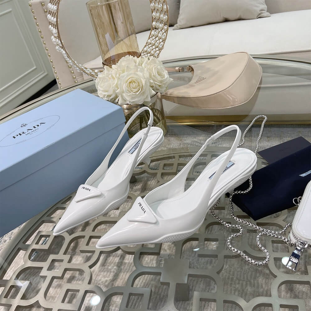 Brushed Leather Slingback Pumps