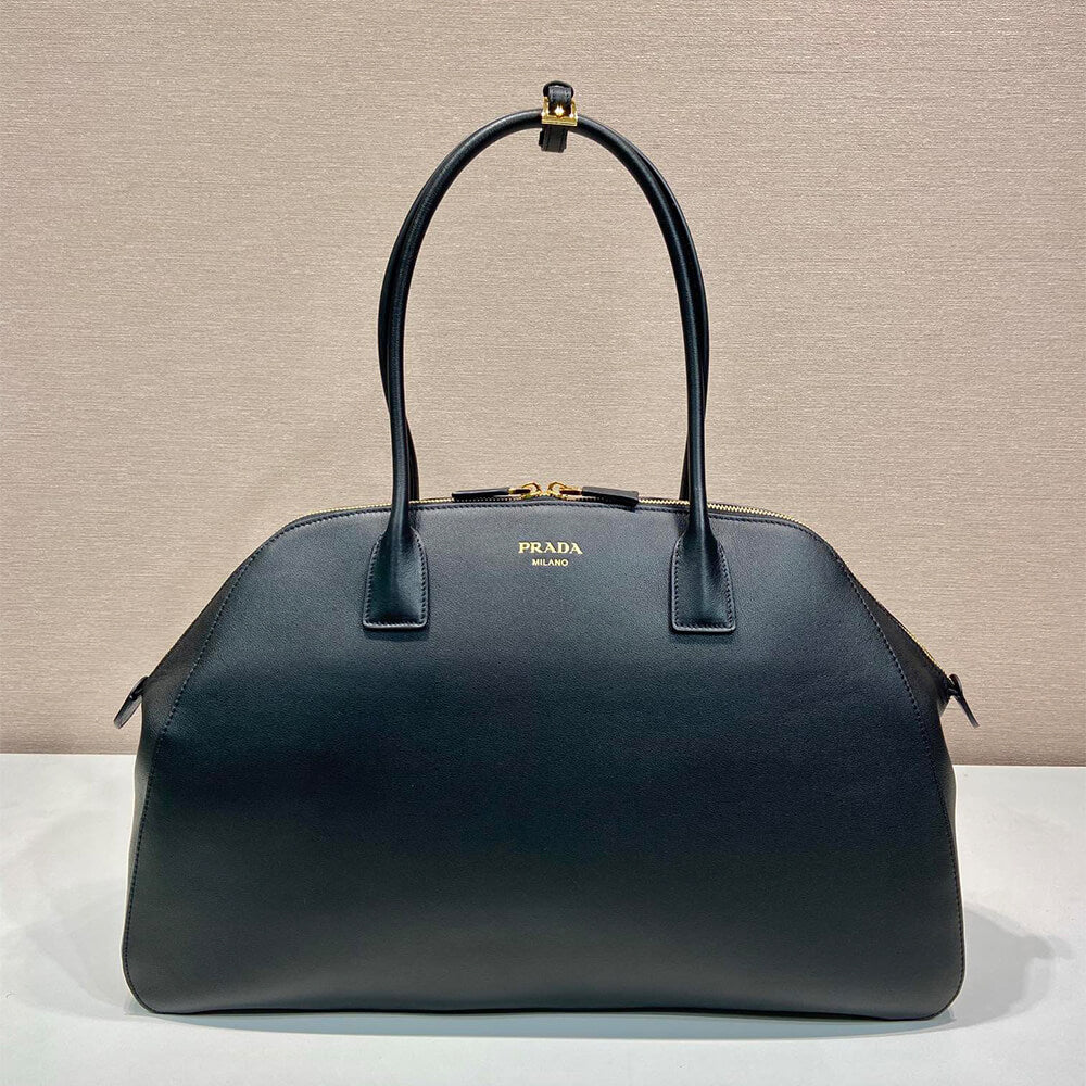 Large Leather Tote Bag with Zipper Closure