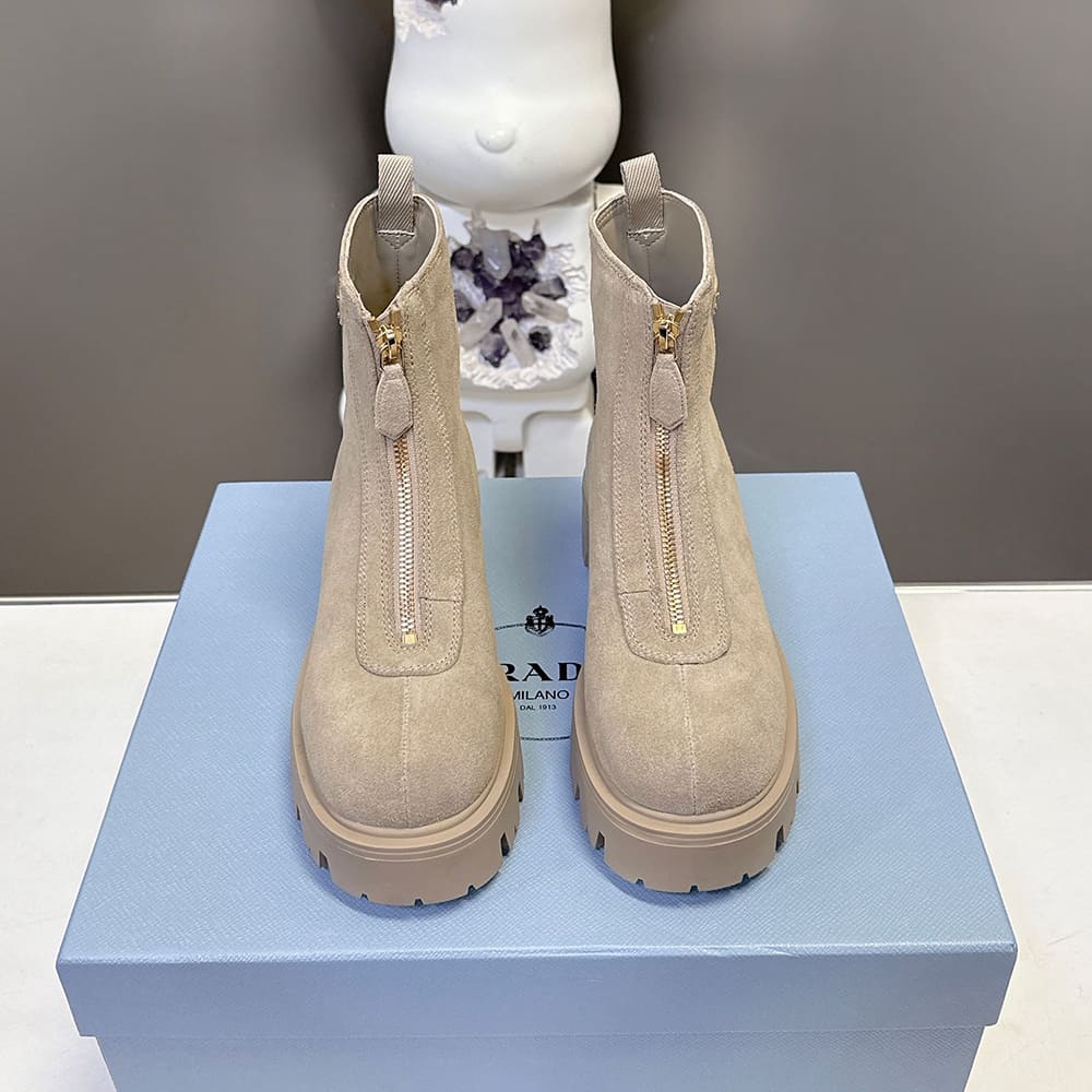 Suede Booties with Zip