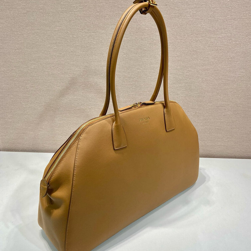 Large Leather Tote Bag with Zipper Closure