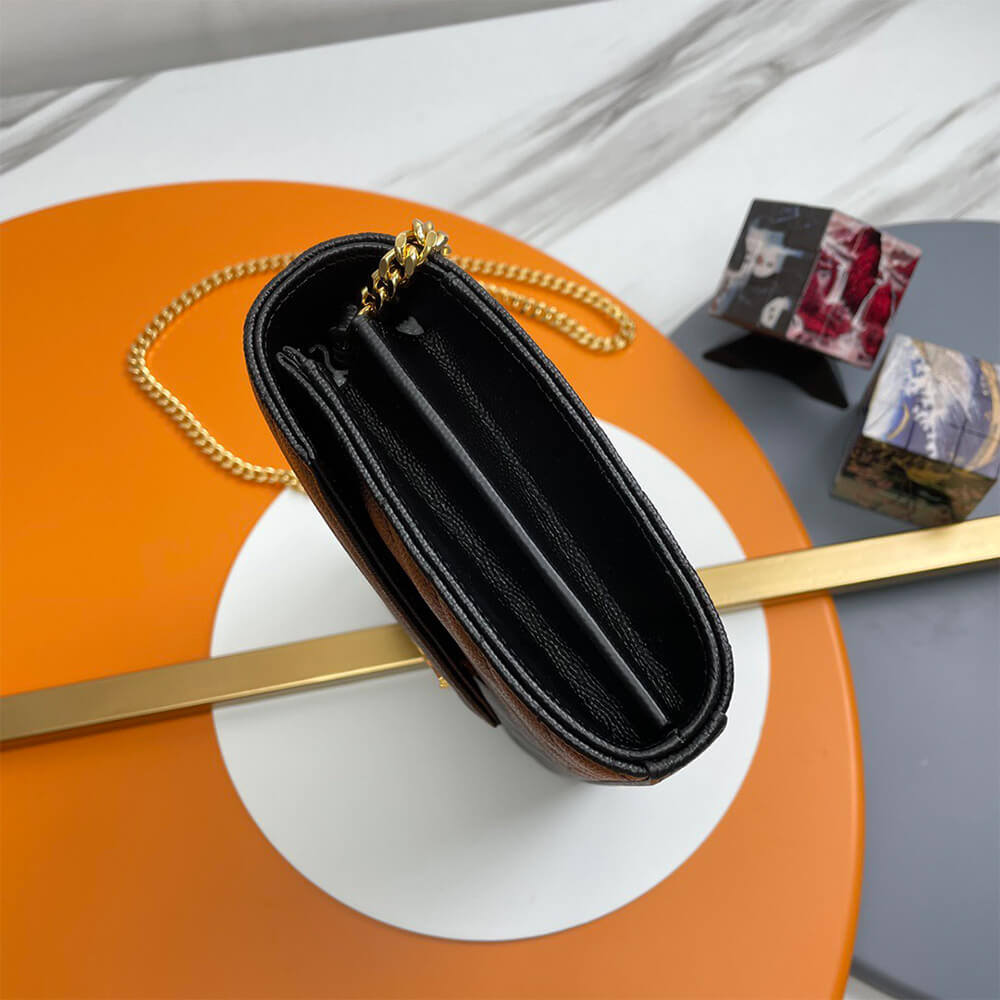 Classic cassandre chain wallet in grain de poudre leather