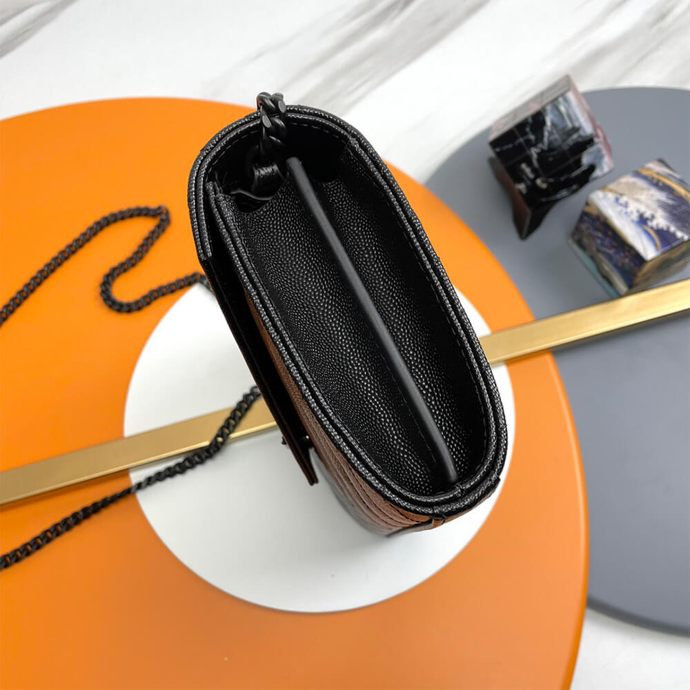 Classic cassandre chain wallet in grain de poudre leather