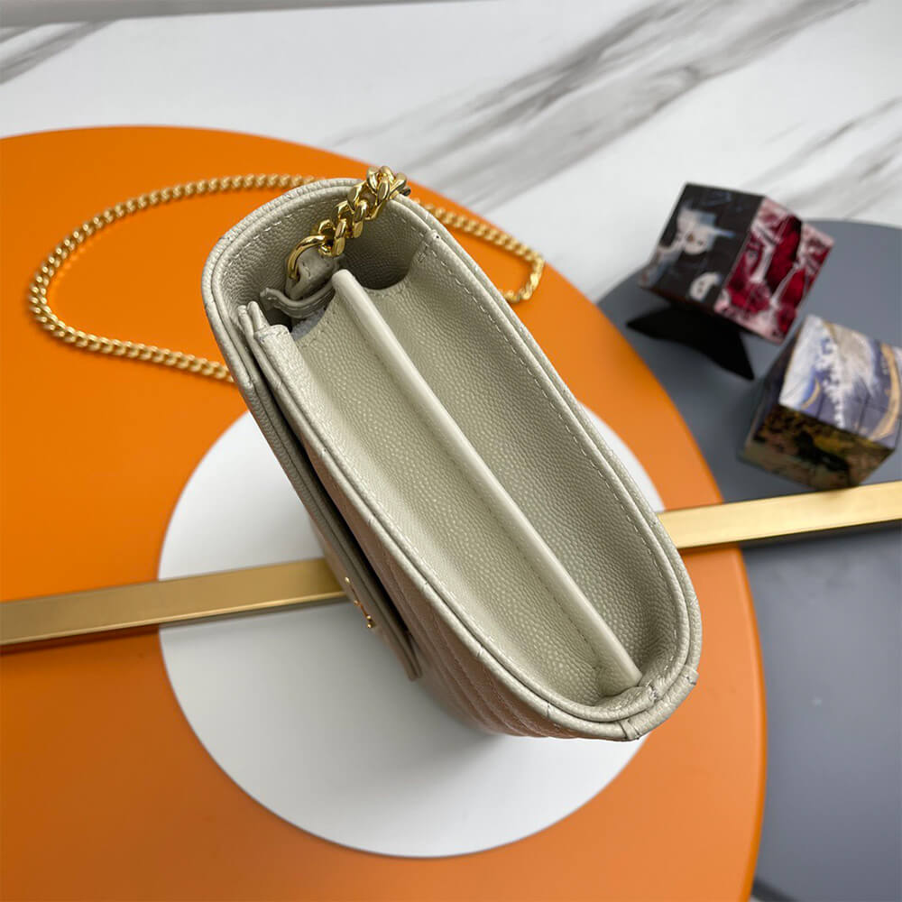 Classic cassandre chain wallet in grain de poudre leather