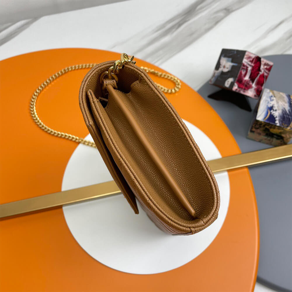 Classic cassandre chain wallet in grain de poudre leather