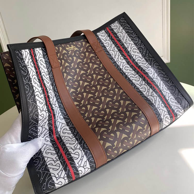 Monogram Stripe E-Canvas Tote