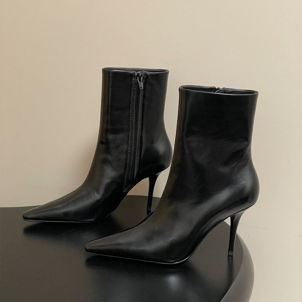 Ashley Booties in Smooth Leather
