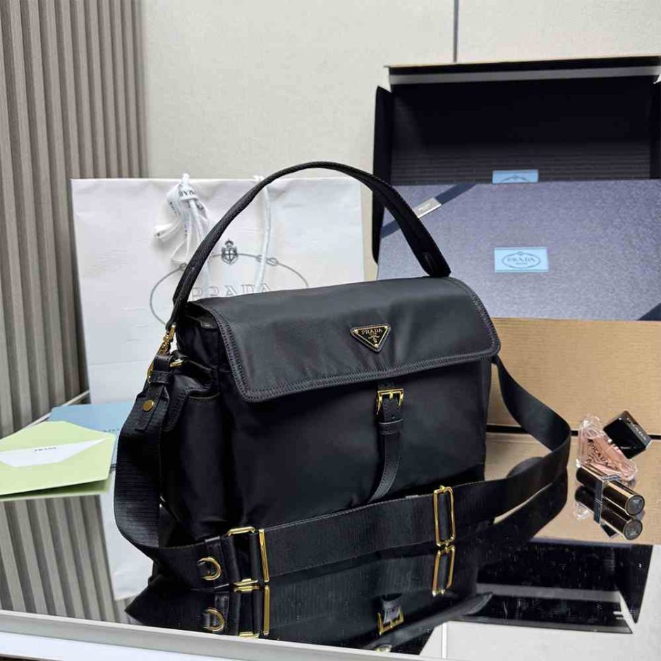 Explore Large Re-Nylon Shoulder Bag with Flap