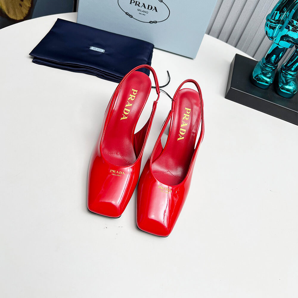 Patent Leather Slingback Pumps 85 mm