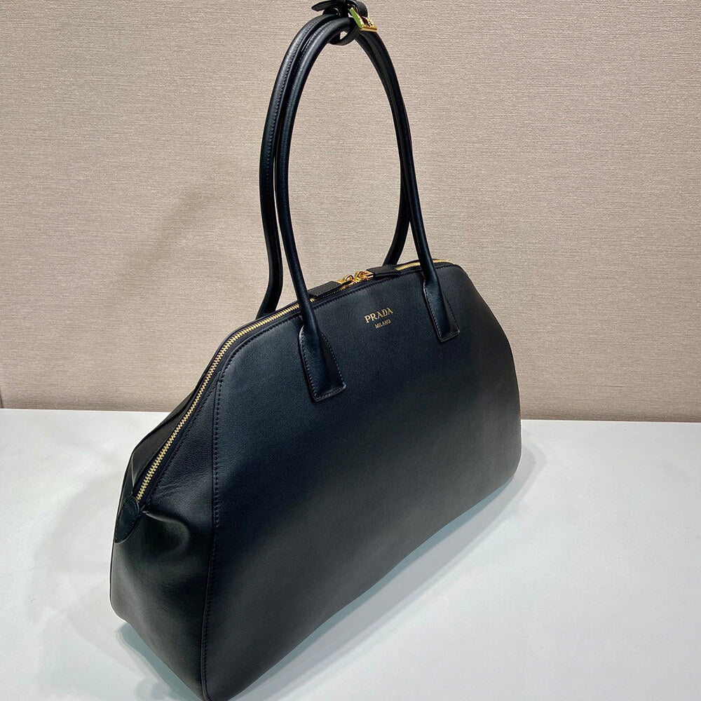 Large Leather Tote Bag with Zipper Closure