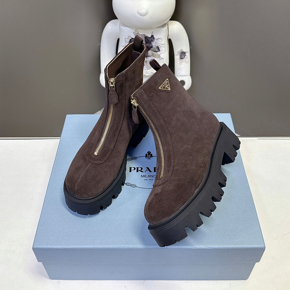 Suede Booties with Zip