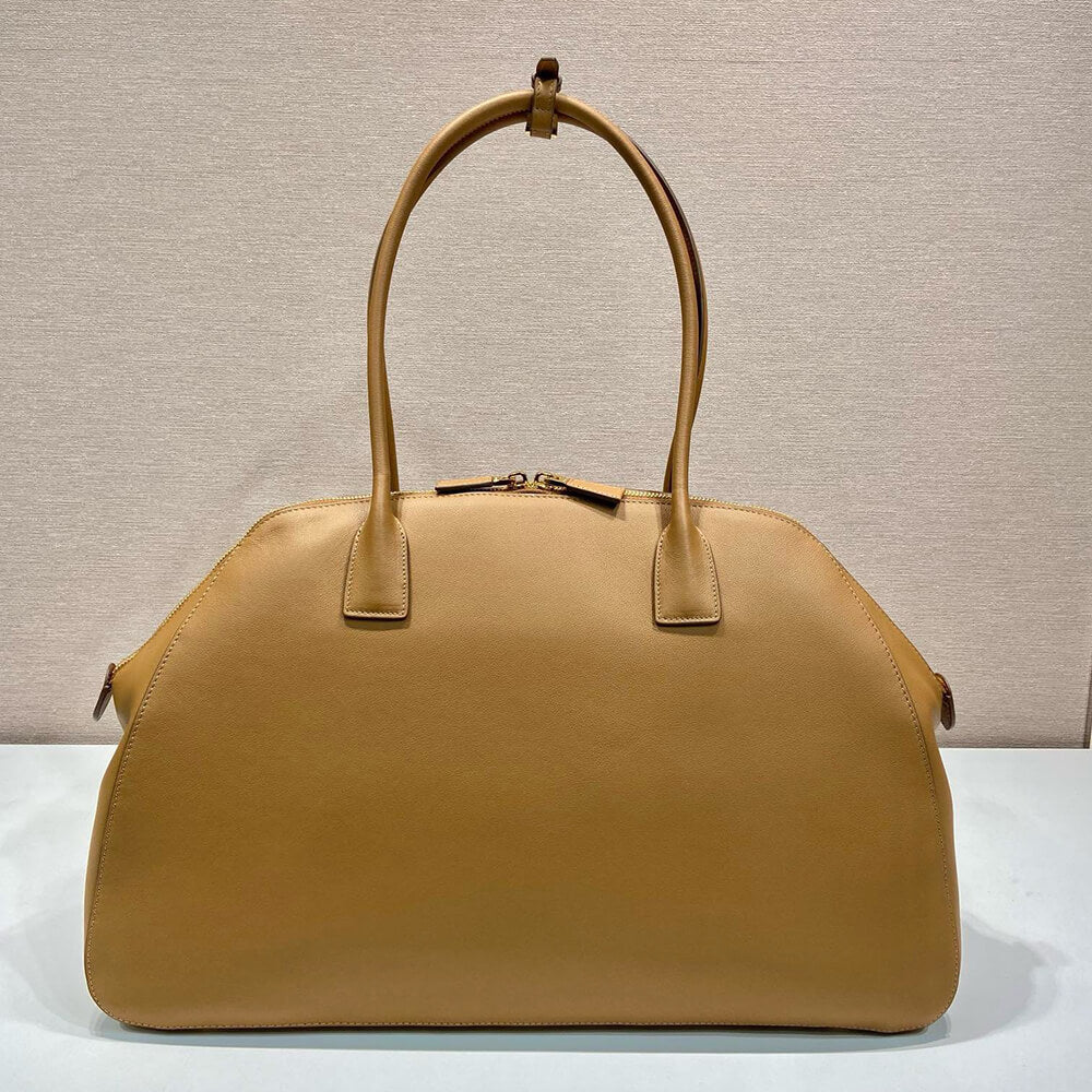 Large Leather Tote Bag with Zipper Closure