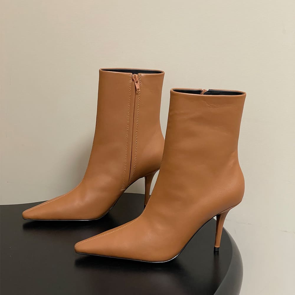 Ashley Booties in Smooth Leather