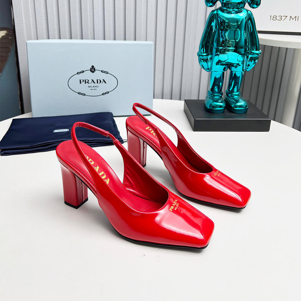 Patent Leather Slingback Pumps 85 mm