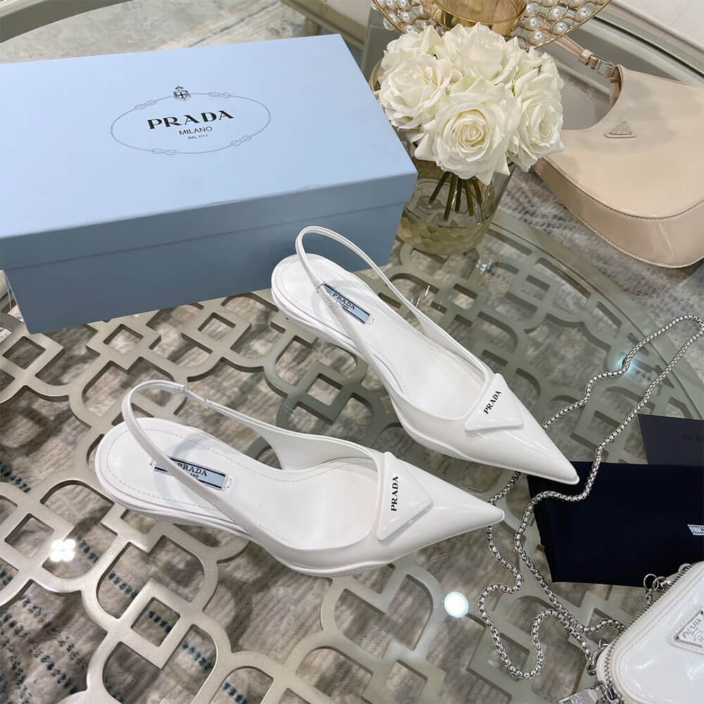 Brushed Leather Slingback Pumps