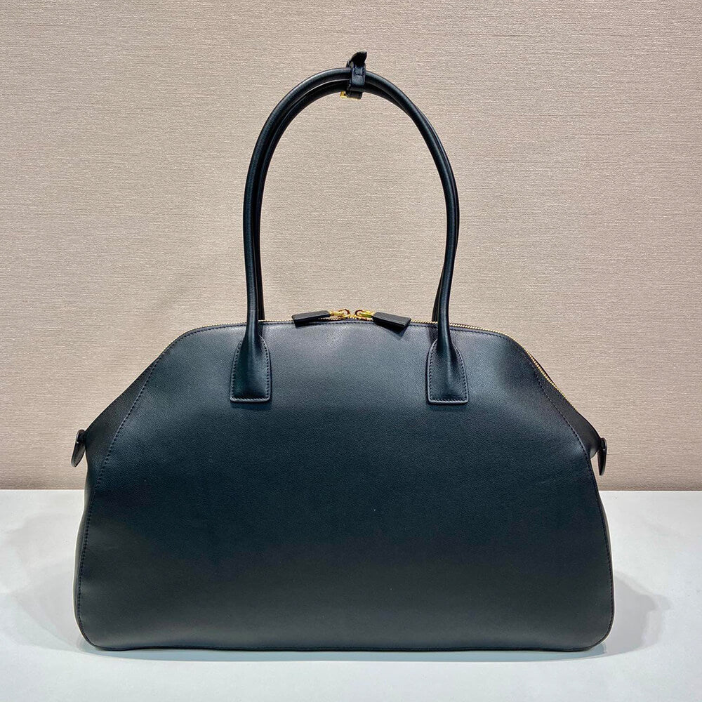 Large Leather Tote Bag with Zipper Closure