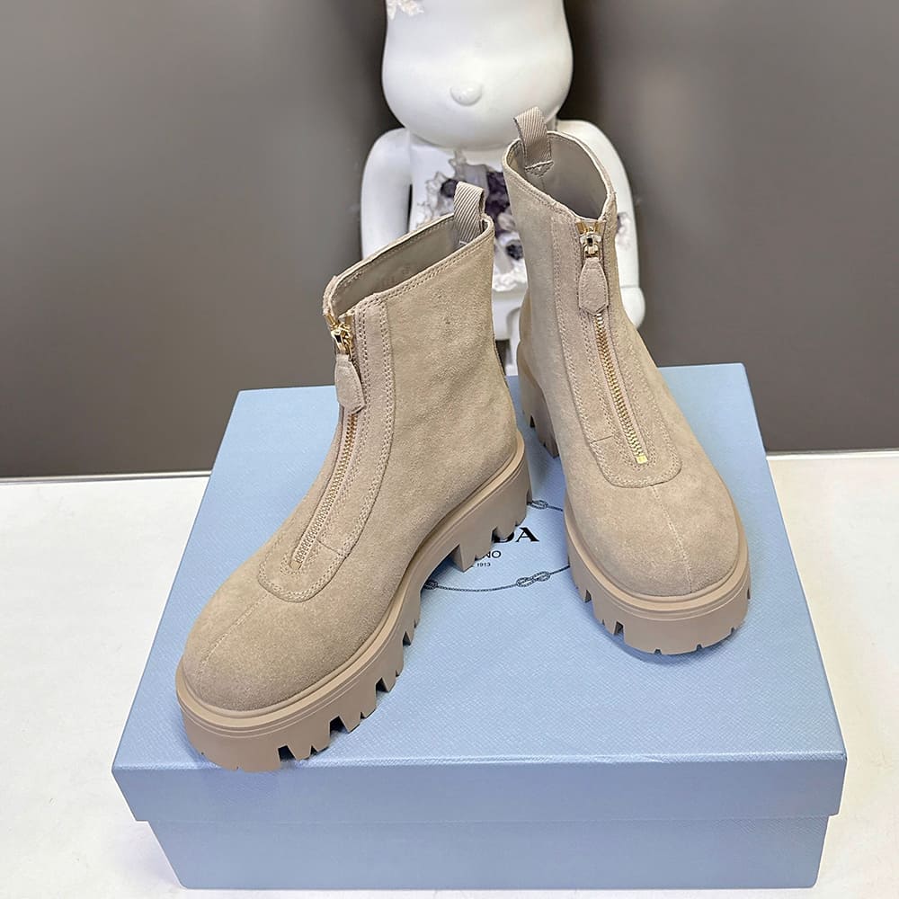 Suede Booties with Zip