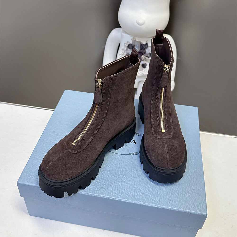 Suede Booties with Zip