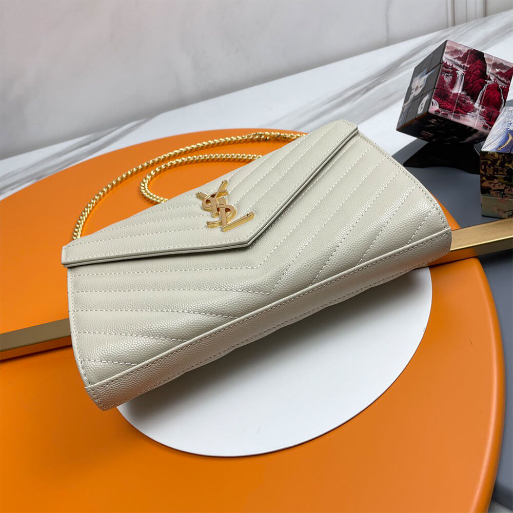 Classic cassandre chain wallet in grain de poudre leather