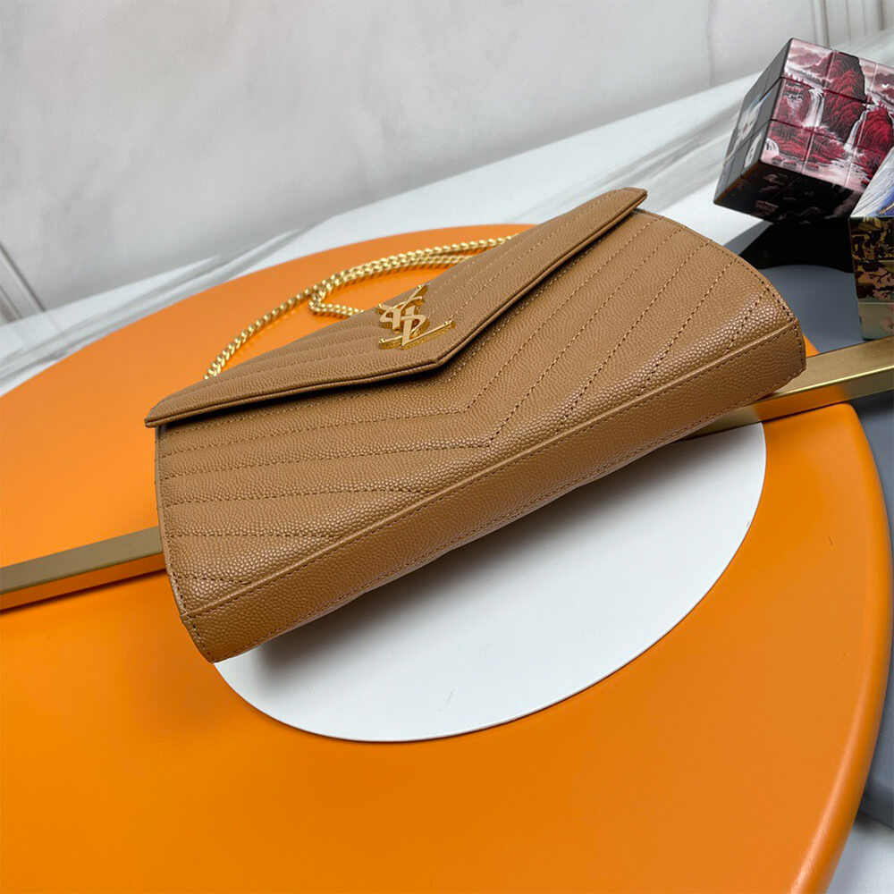 Classic cassandre chain wallet in grain de poudre leather