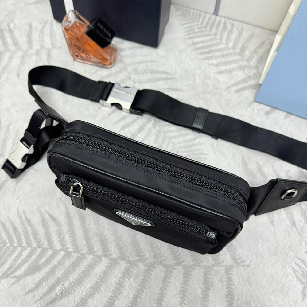 Re-Nylon and Saffiano Leather Belt Bag