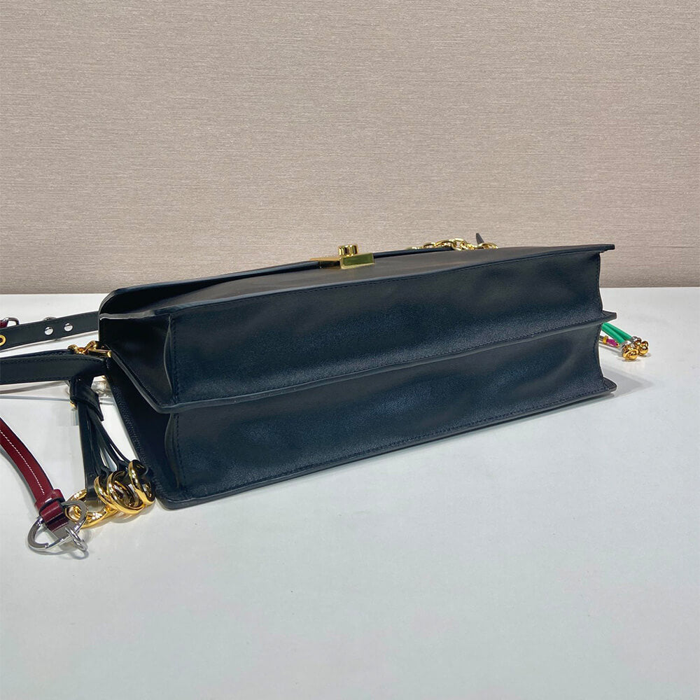 Soft Sound Large Leather Shoulder Bag with Charms