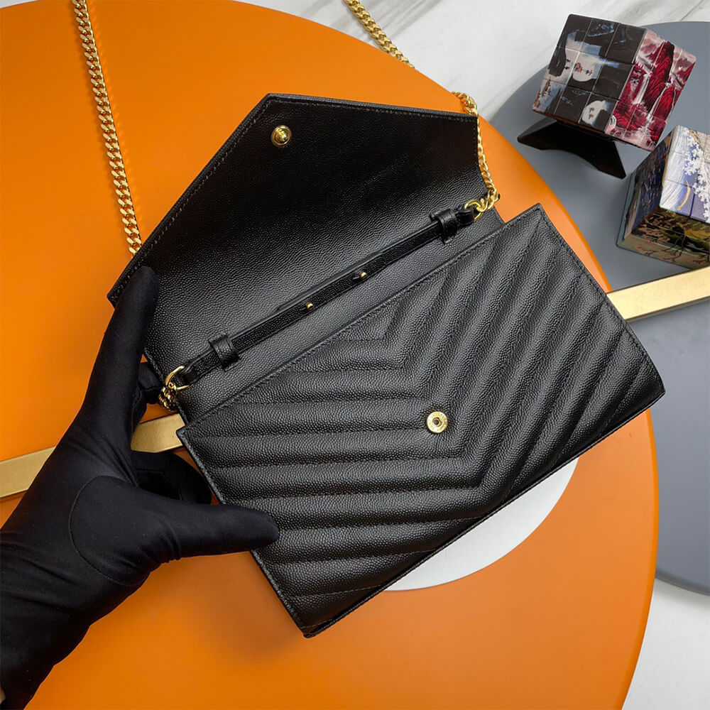 Classic cassandre chain wallet in grain de poudre leather