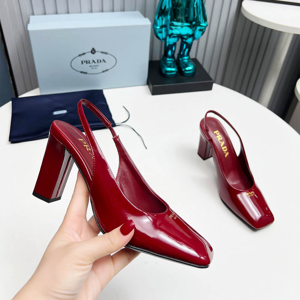 Patent Leather Slingback Pumps 85 mm