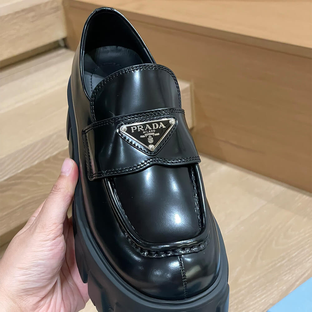 Brushed Leather Monolith Loafers