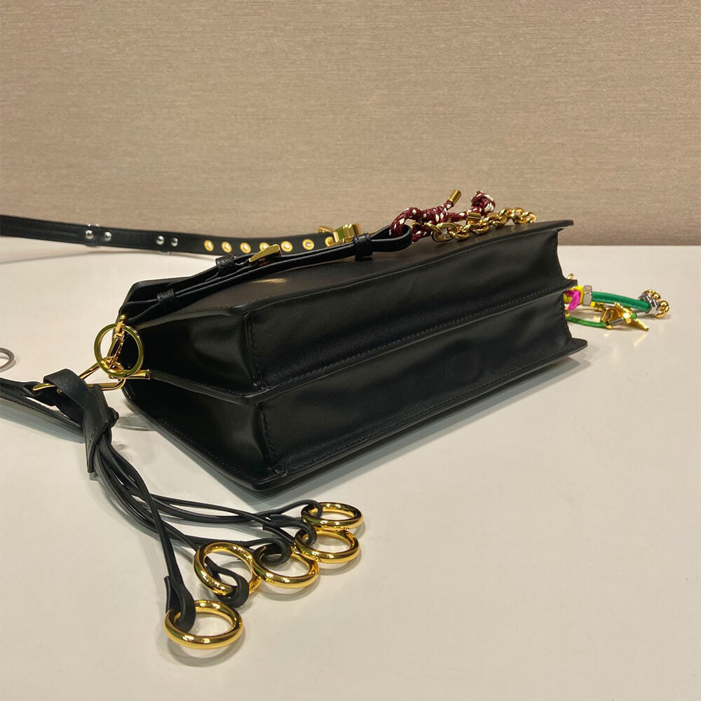 Soft Sound Small Leather Shoulder Bag with Charms