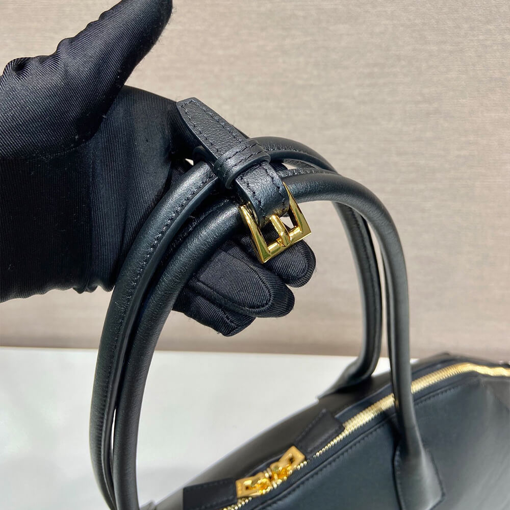 Large Leather Tote Bag with Zipper Closure