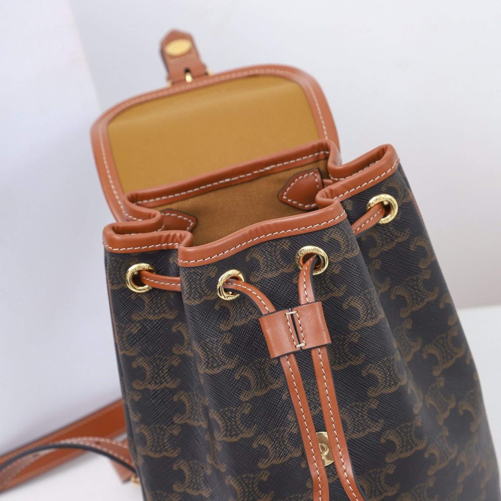 FOLCO Logo Print Calfskin Mini Backpack