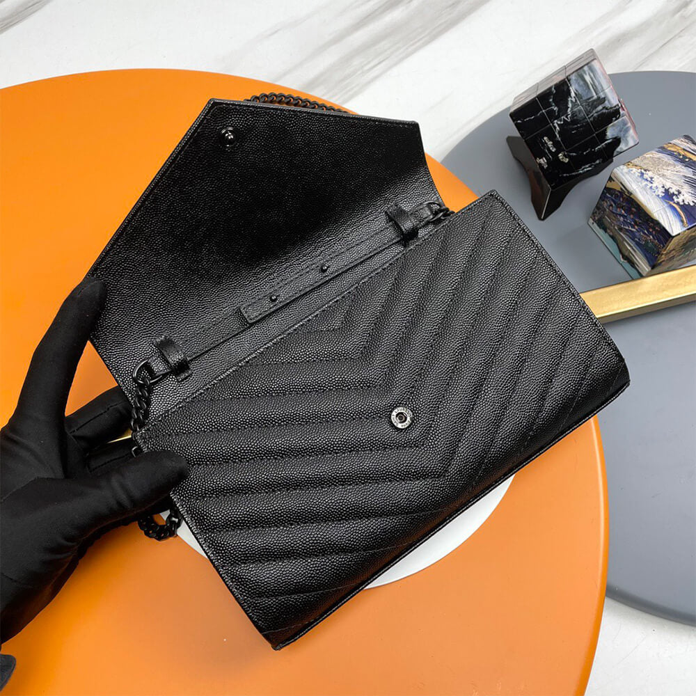 Classic cassandre chain wallet in grain de poudre leather