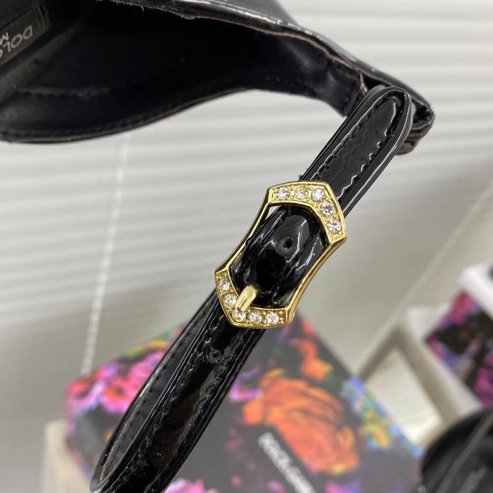 Dolce & Amp; Gbbana Polished Calfskin Sandals with DG Baroque Heel