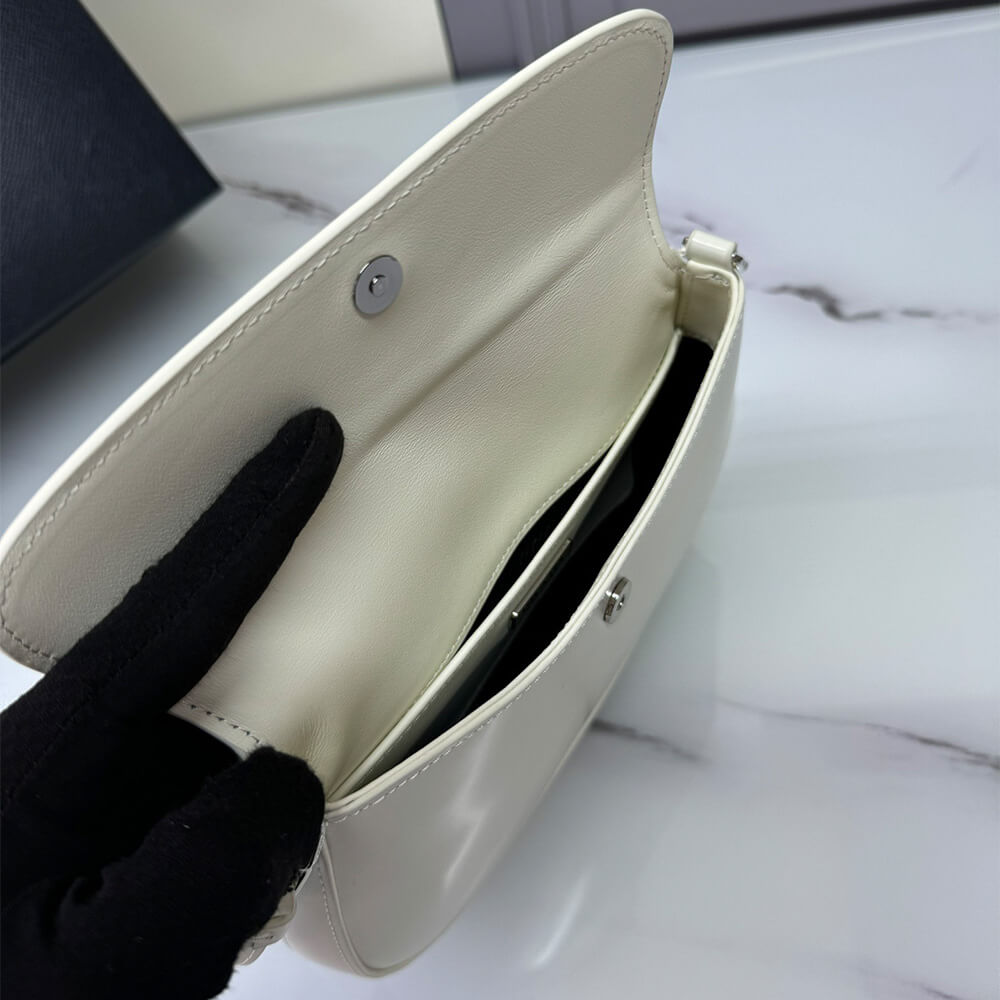 Small Cleo Brushed Leather Shoulder Bag with Flap