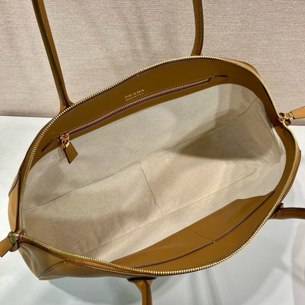 Large Leather Tote Bag with Zipper Closure