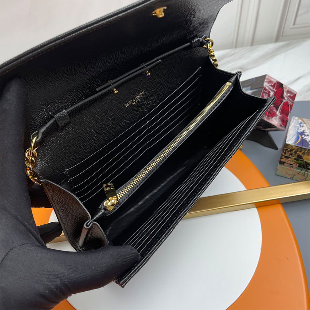 Classic cassandre chain wallet in grain de poudre leather