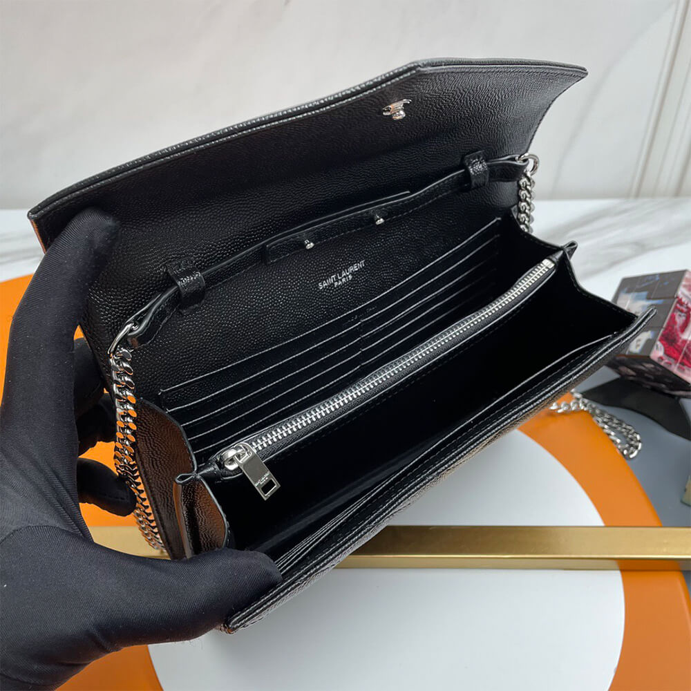 Classic cassandre chain wallet in grain de poudre leather