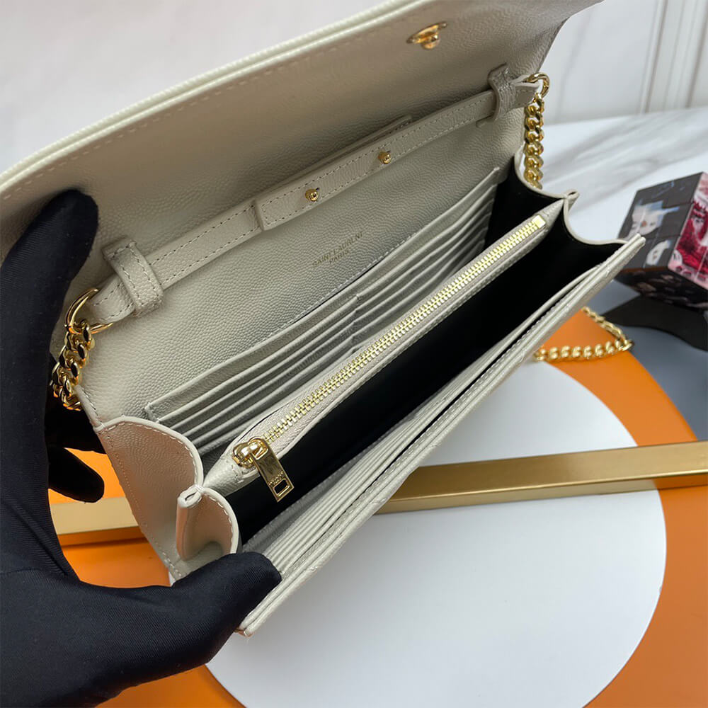 Classic cassandre chain wallet in grain de poudre leather