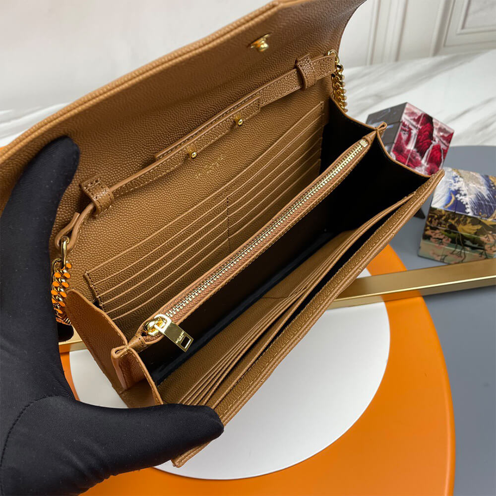 Classic cassandre chain wallet in grain de poudre leather