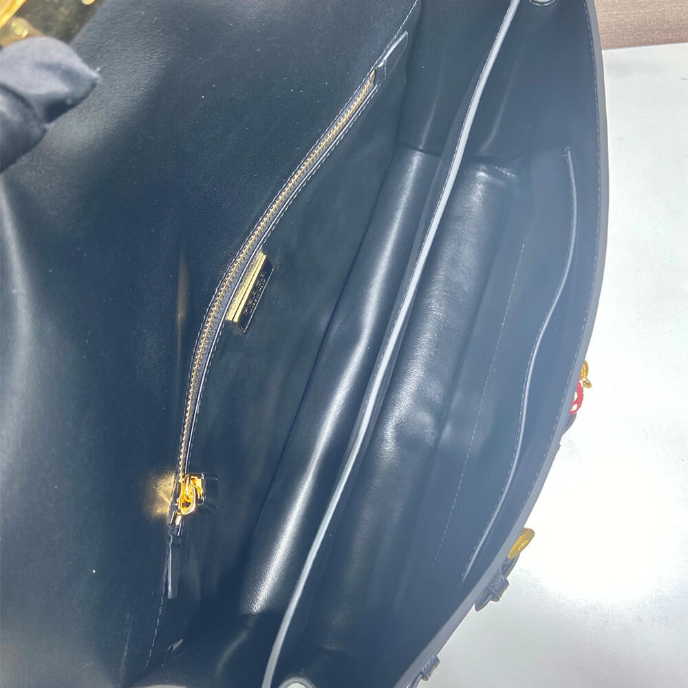 Soft Sound Large Leather Shoulder Bag with Charms