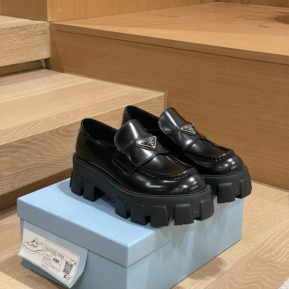 Brushed Leather Monolith Loafers