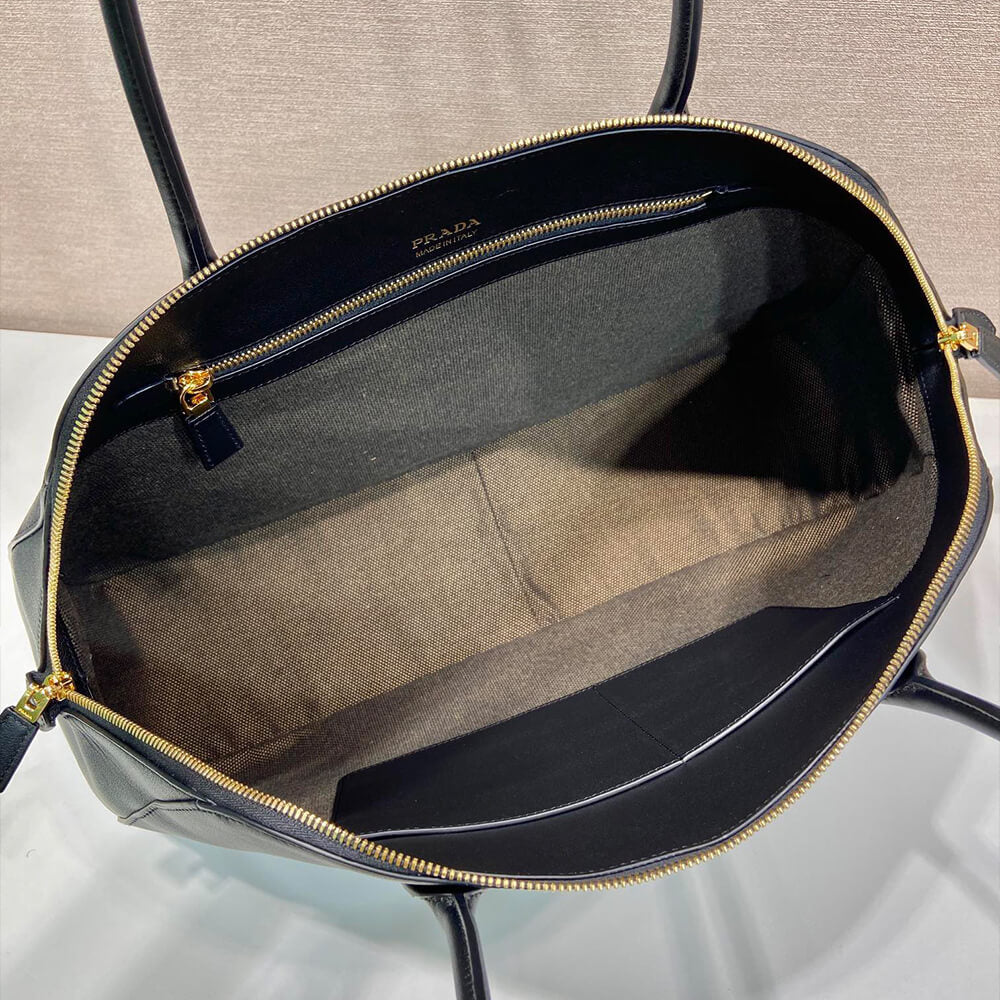 Large Leather Tote Bag with Zipper Closure