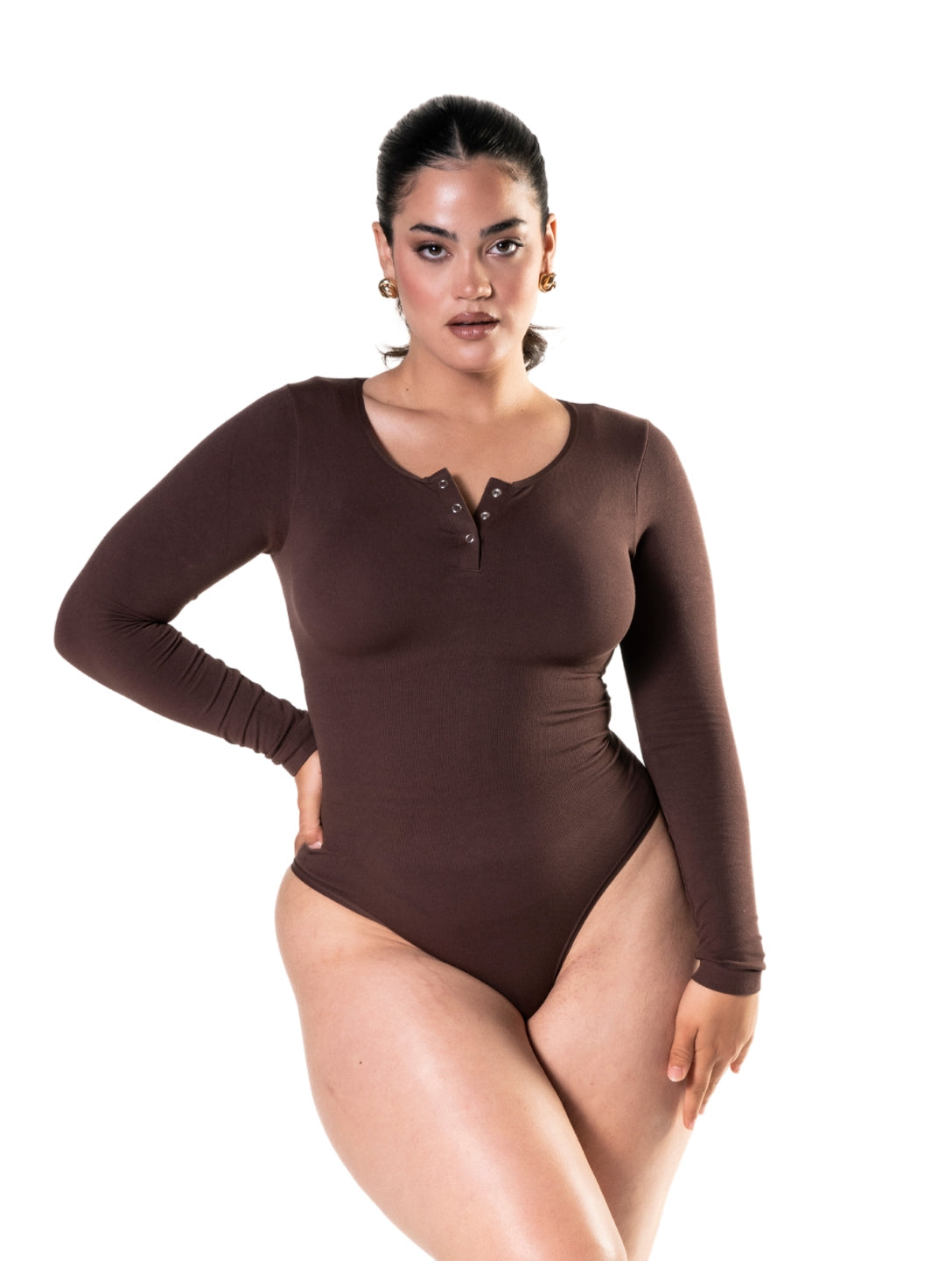 Seamless Long Sleeve Thong Bodysuit - HeyShape
